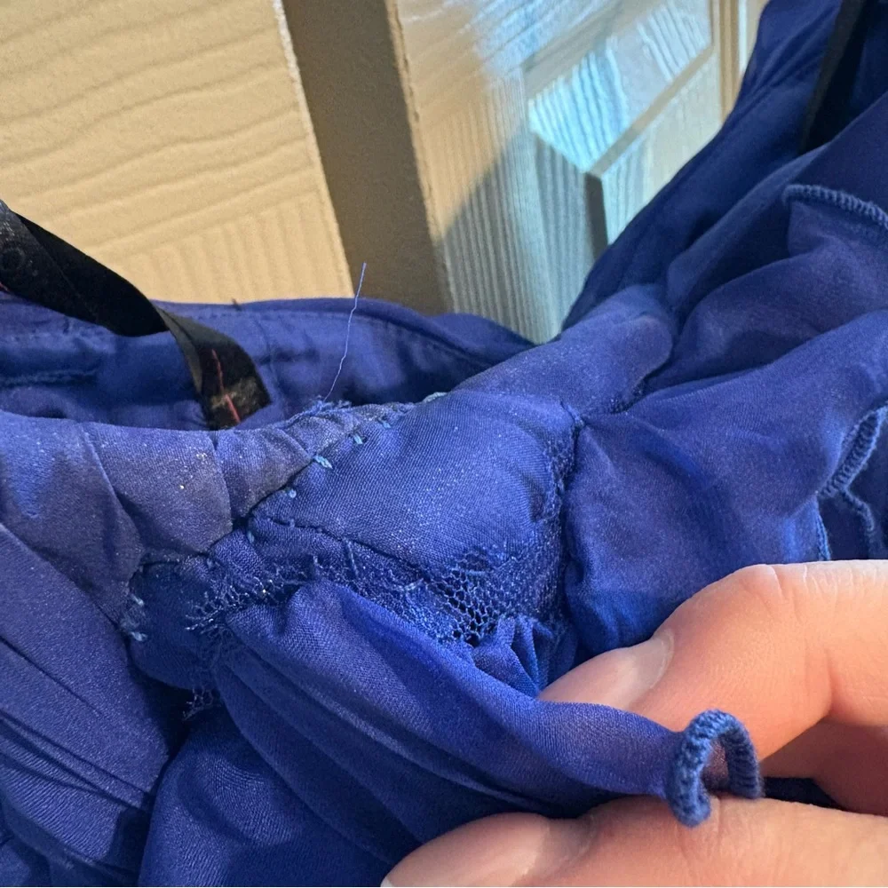 Tony Bowls Blue Ruffled Strapless Dress - Picture 3 of 4